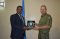 EASF Director Brig Gen Fayisa presents a gift to Lt Col Niclas von Bonsdorff during the meeting on 22nd November 2021.