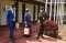 Director Brig. Gen Fayisa sees off the Japanese Defence Attache Commander Katsumata after the joint meeting. On the right is the Military Assistant, Lt. Col. Boniface Chomba. 