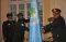 The outgoing Force Commander Maj. Gen. Aladdin Osman Mirghani (right) hands over the EASF flag to the incoming Force Commander Brig. Gen. Vincent Gatama on 23rd July 2020.