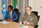 EASF Director Brig Gen Fayisa with the head of the German delegation Col Jancke share a light moment with the guests during the briefing at the EASF Secretariat on 30th March 2022.  