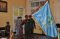  The incoming Force Commander Brig. Gen. Vincent Gatama with the EASF flag at the Force Headquarters in Addis Ababa, Ethiopia on 23rd July 2020. 